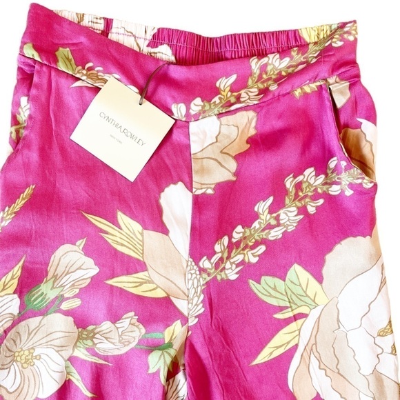 CYNTHIA ROWLEY NWT Tie Front Top and Pants Set Size Small in Pink Floral - Picture 14 of 14